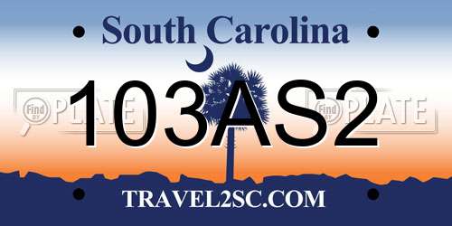 103AS2 South Carolina License Plate