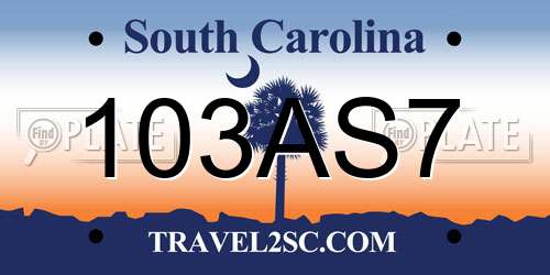 103AS7 South Carolina License Plate