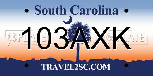 103AXK South Carolina License Plate