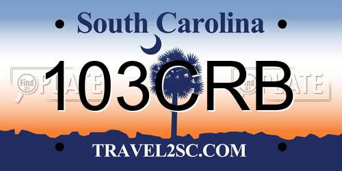 103CRB South Carolina License Plate