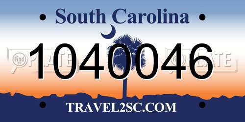 1040046 South Carolina License Plate