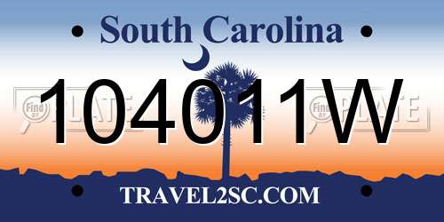 104011W South Carolina License Plate