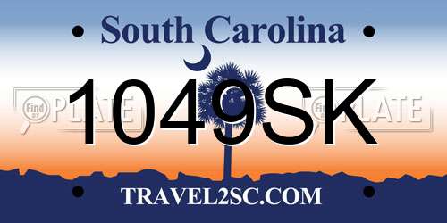 1049SK South Carolina License Plate