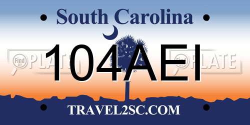 104AEI South Carolina License Plate