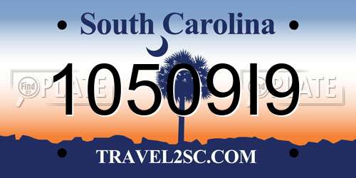 10509I9 South Carolina License Plate