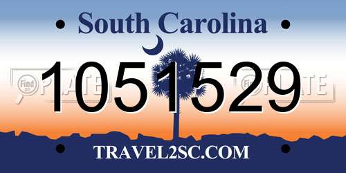 1051529 South Carolina License Plate