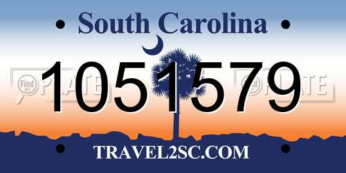 1051579 South Carolina License Plate
