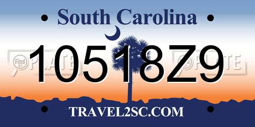10518Z9 South Carolina License Plate