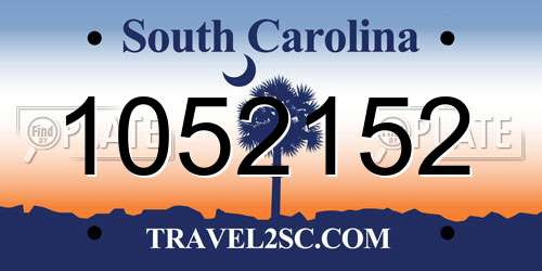 1052152 South Carolina License Plate