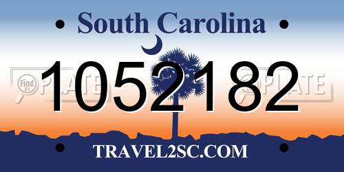 1052182 South Carolina License Plate