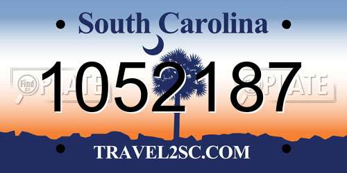 1052187 South Carolina License Plate
