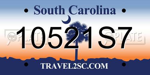 10521S7 South Carolina License Plate