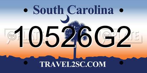 10526G2 South Carolina License Plate