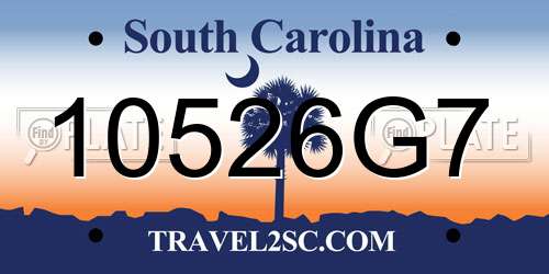 10526G7 South Carolina License Plate