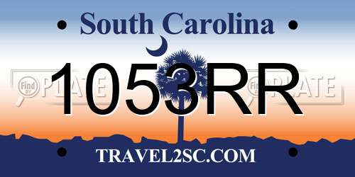 1053RR South Carolina License Plate