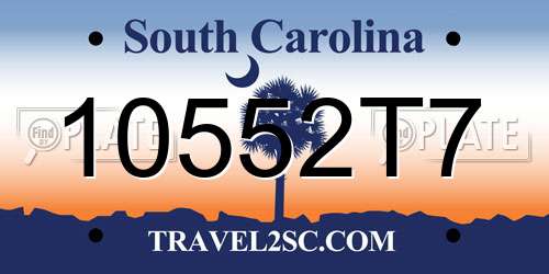 10552T7 South Carolina License Plate