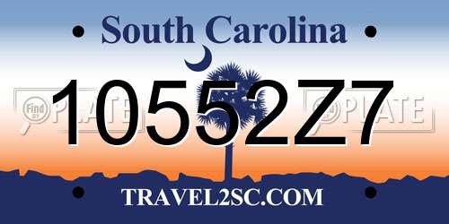 10552Z7 South Carolina License Plate