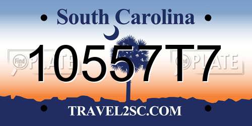 10557T7 South Carolina License Plate