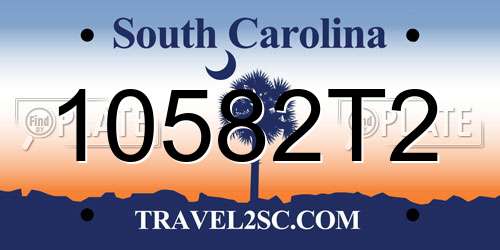 10582T2 South Carolina License Plate