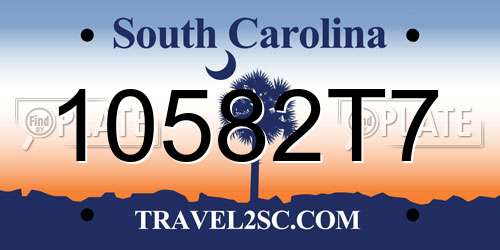 10582T7 South Carolina License Plate