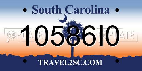 10586I0 South Carolina License Plate