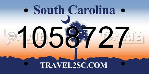 1058727 South Carolina License Plate