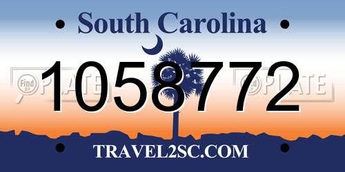 1058772 South Carolina License Plate