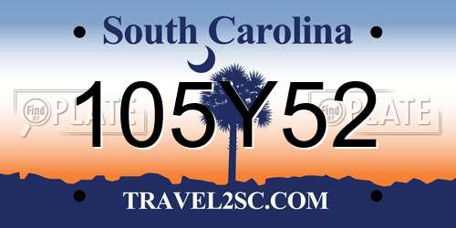 105Y52 South Carolina License Plate