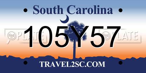 105Y57 South Carolina License Plate