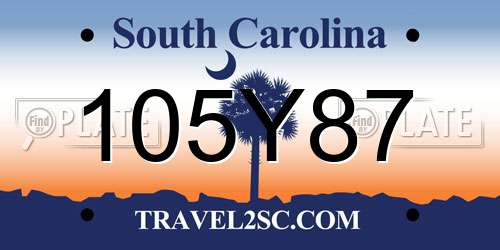 105Y87 South Carolina License Plate