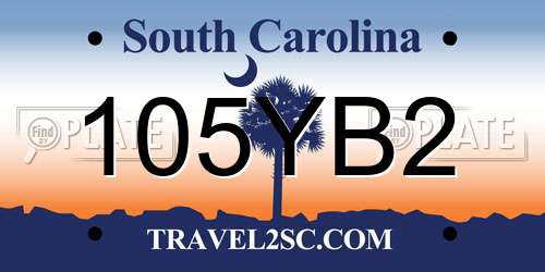 105YB2 South Carolina License Plate