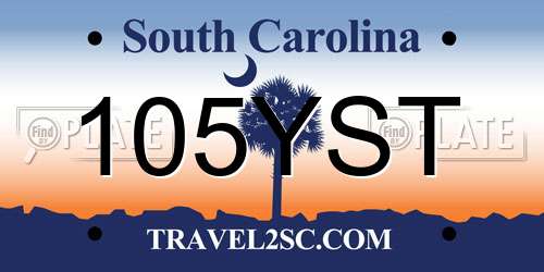 105YST South Carolina License Plate