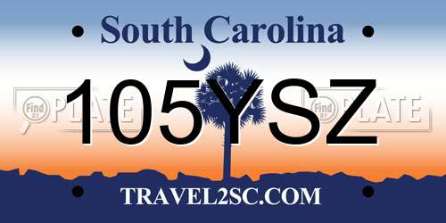 105YSZ South Carolina License Plate