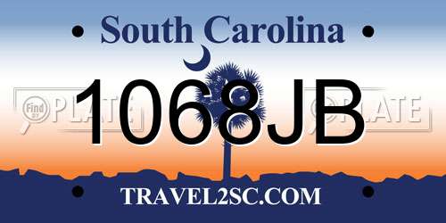 1068JB South Carolina License Plate