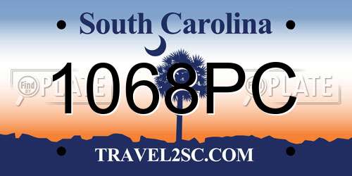 1068PC South Carolina License Plate