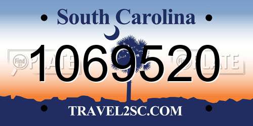1069520 South Carolina License Plate
