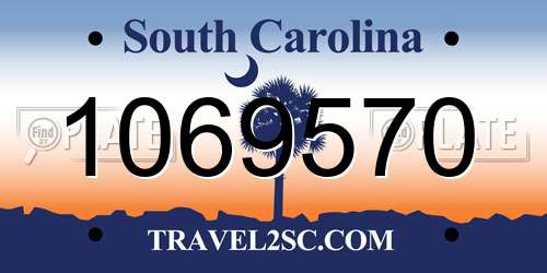 1069570 South Carolina License Plate