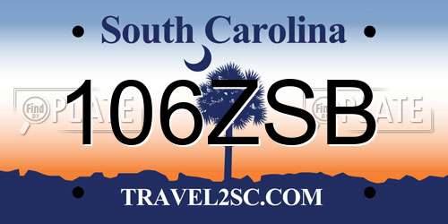 106ZSB South Carolina License Plate