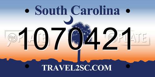 1070421 South Carolina License Plate