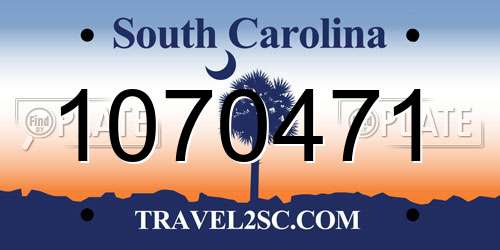 1070471 South Carolina License Plate