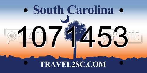 1071453 South Carolina License Plate