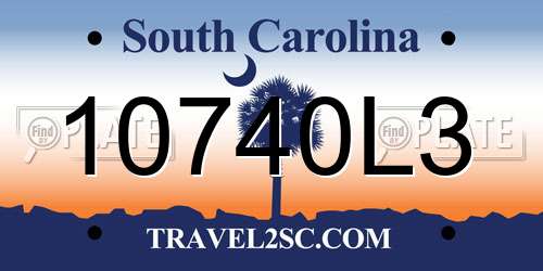 10740L3 South Carolina License Plate