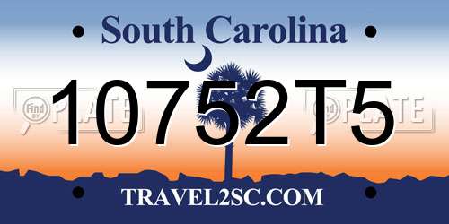 10752T5 South Carolina License Plate