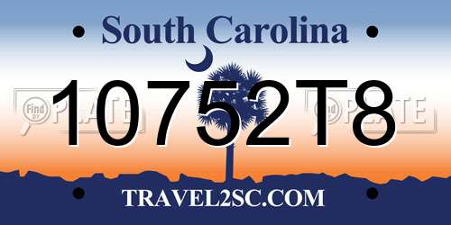 10752T8 South Carolina License Plate