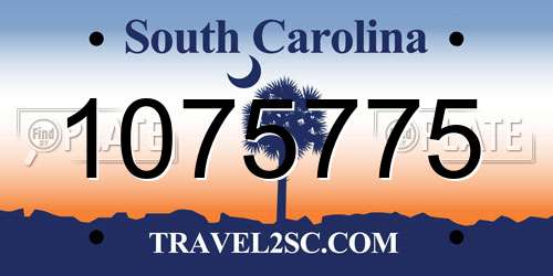1075775 South Carolina License Plate