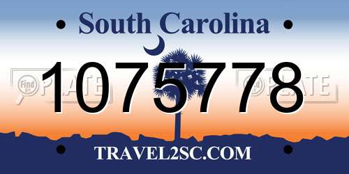 1075778 South Carolina License Plate