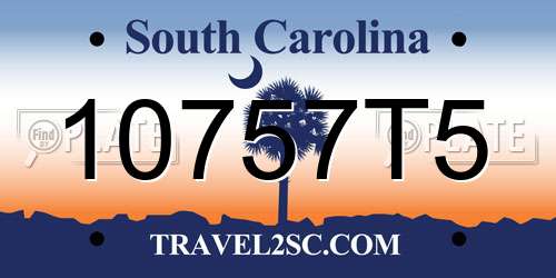 10757T5 South Carolina License Plate