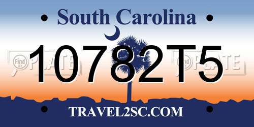 10782T5 South Carolina License Plate