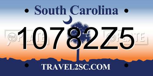 10782Z5 South Carolina License Plate