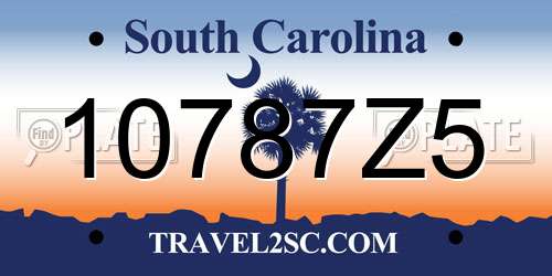 10787Z5 South Carolina License Plate